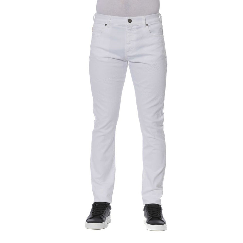 Eleganti jeans di miscela di cotone bianco