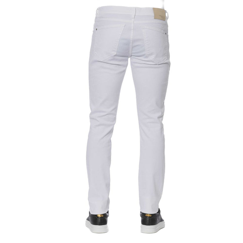 Eleganti jeans di miscela di cotone bianco