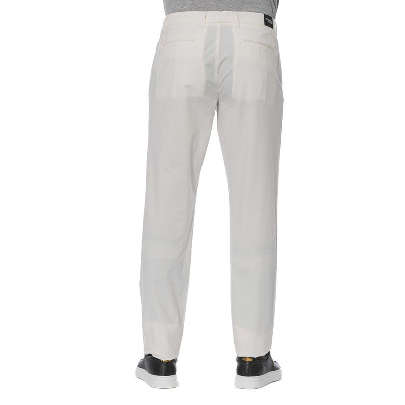 Pantaloni di miscela di cotone bianco chic