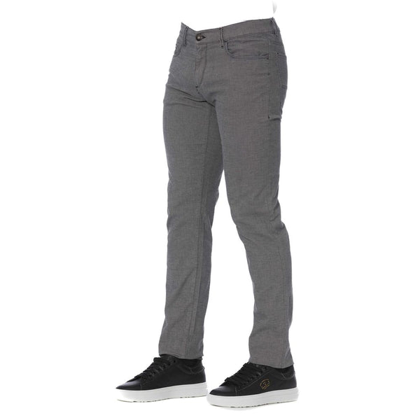 Elegantes pantalones de mezcla de algodón gris