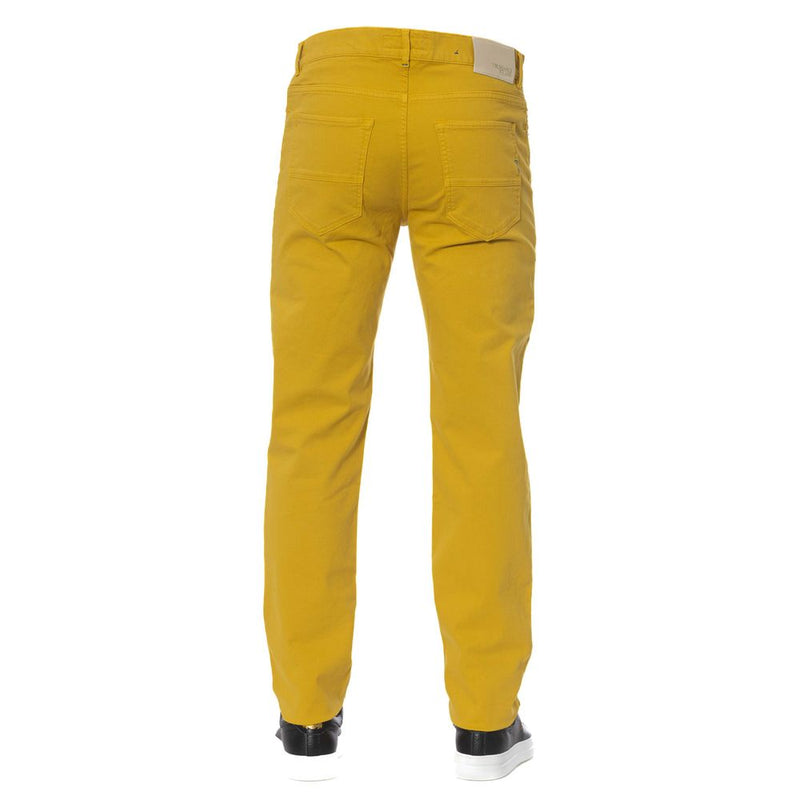 Yellow Cotton Men Pant