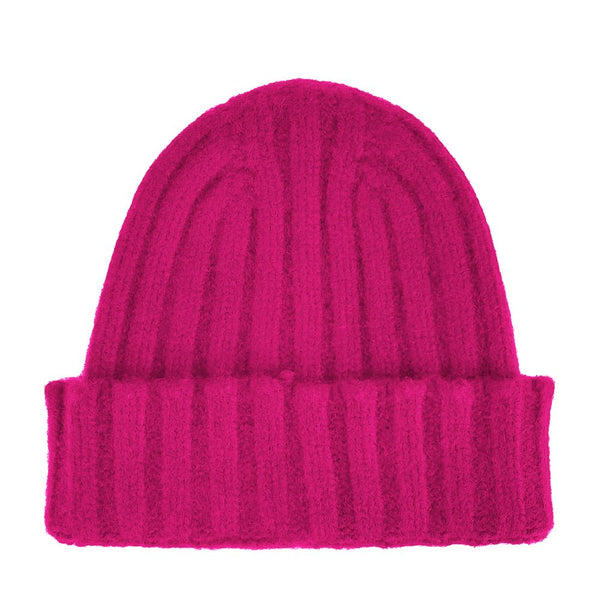 Fuchsia Rippenkaschmirebeanie