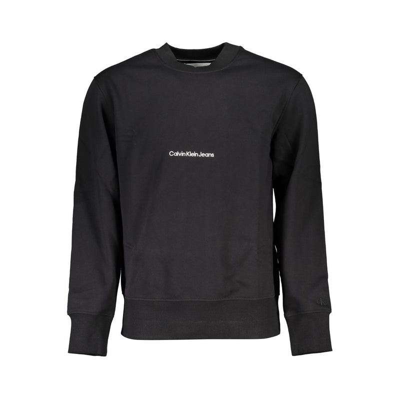 Sleek Black Crew Neck Fleece Sweatshirt