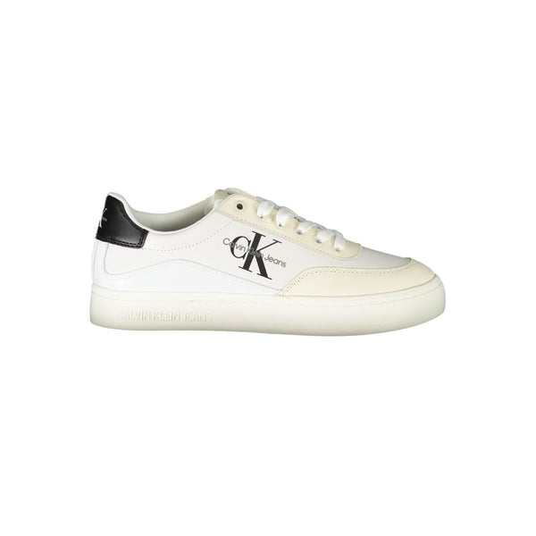 Chic White Lace-Up Sneakers with Contrast Detailing