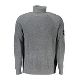 Elegant Gray Wool High Neck Sweater