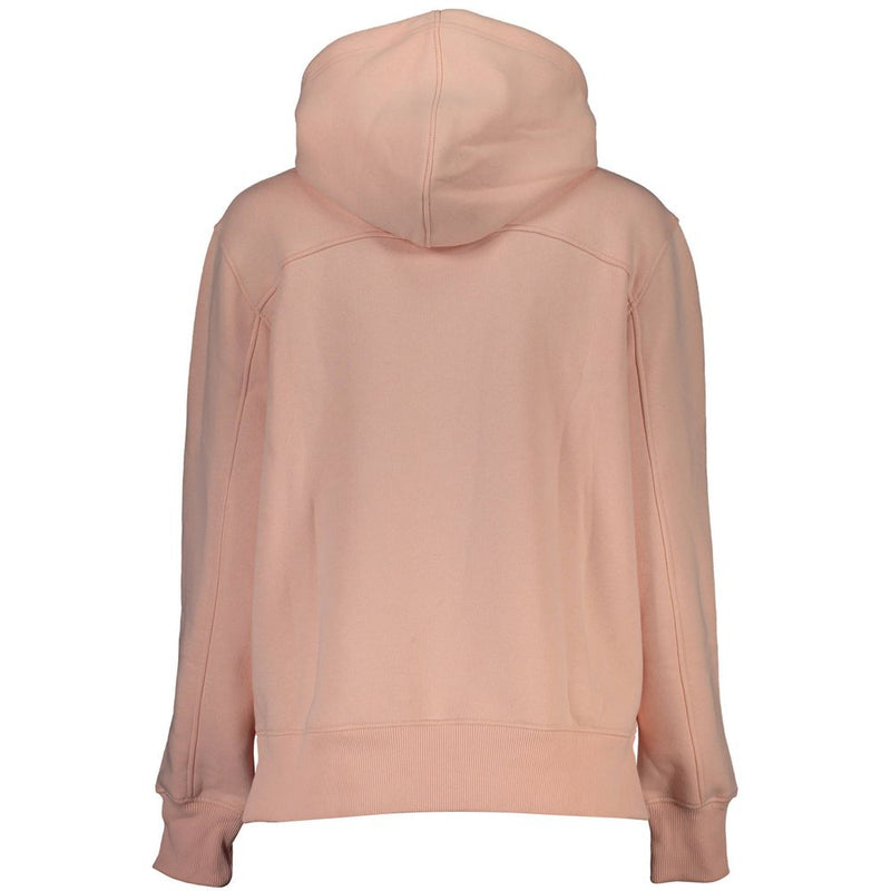 Chic Pink Fleece Hooded Sweatshirt with Logo Embroidery