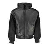 Sleek Black Hooded Jacket with Contrasting Details