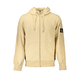 Elegant Beige Zip Hooded Sweatshirt