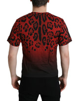 Red Leopard Print Crew Hals T -Shirt