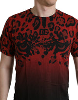 Red Leopard Print Crew Hals T -Shirt