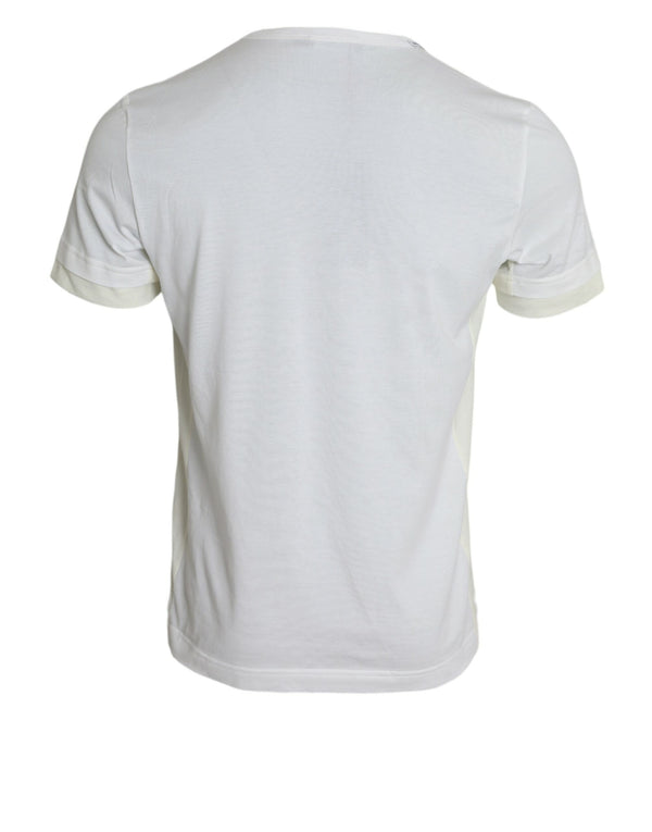 Elegante camiseta de algodón de cuello de la tripulación blanca