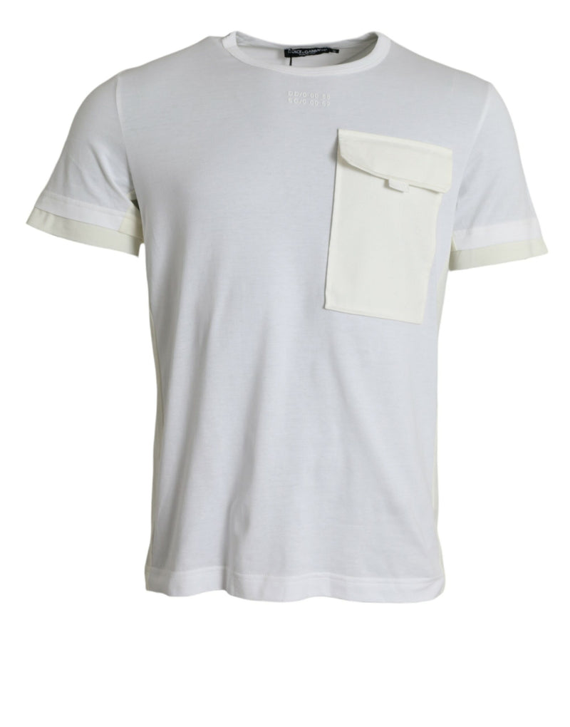 Elegante camiseta de algodón de cuello de la tripulación blanca