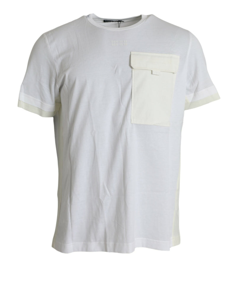 Elegante camiseta de algodón de cuello de la tripulación blanca