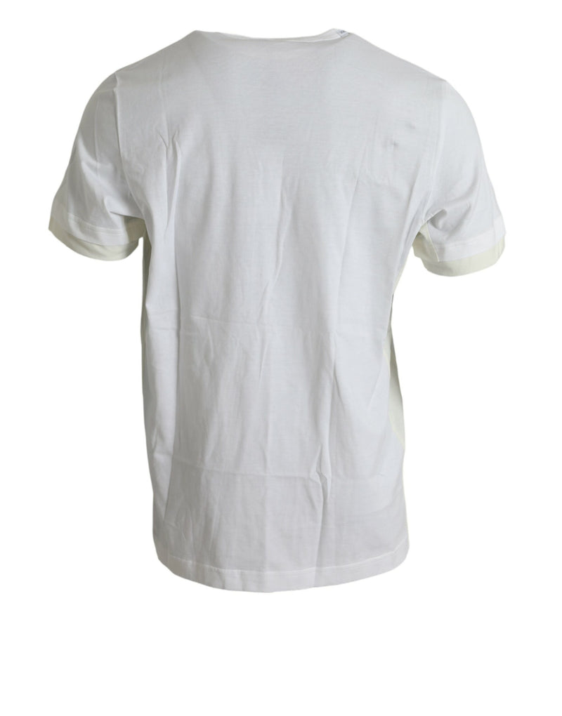 Elegante camiseta de algodón de cuello de la tripulación blanca