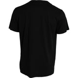 Elegante camiseta de cuello de trampilla de algodón negro con detalle