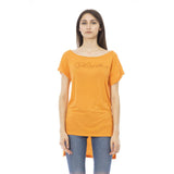 Chic Orange Rhinestone Logo Tee