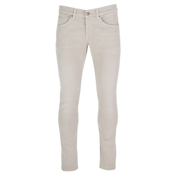 Pantaloni di cotone tratto beige chic