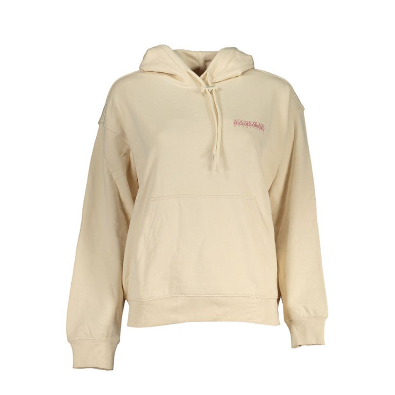 Sweat à capuche en coton beige avec des détails de contraste