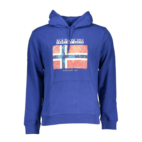 Chic Blue Kapuzen -Sweatshirt mit Logo -Druck