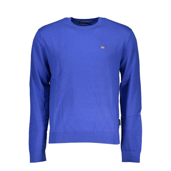 Chic Blue Crew Neck bestickter Pullover