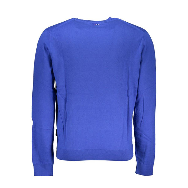 Chic Blue Crew Neck bestickter Pullover