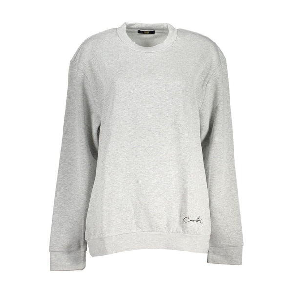 Chic Grey Sticked Crew Neck Sweatshirt