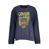 Elegant Blue Fleece Crew Neck Sweatshirt