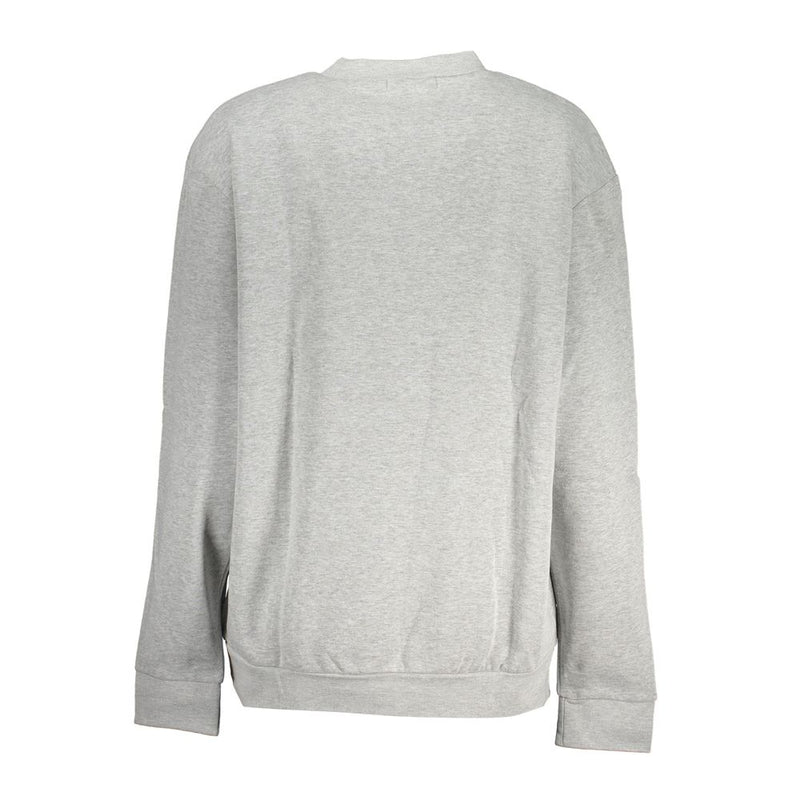 Sudadera de vellón de cuello gris de la tripulación gris