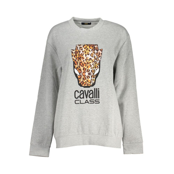 Chic Gray Crew Neck Fleece -Speatshirt