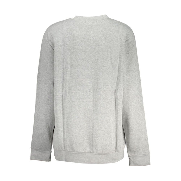 Sudadera de vellón de cuello gris de la tripulación gris