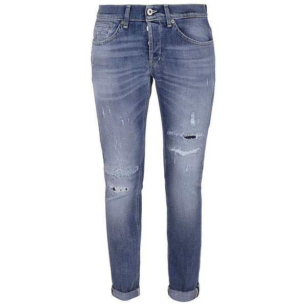 Jeans étirés en bleu en détresse chic