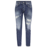 Distressed Blue Cotton Mius Jeans