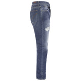 Distressed Blue Cotton Mius Jeans