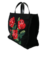 Tote noir floral brodé chic