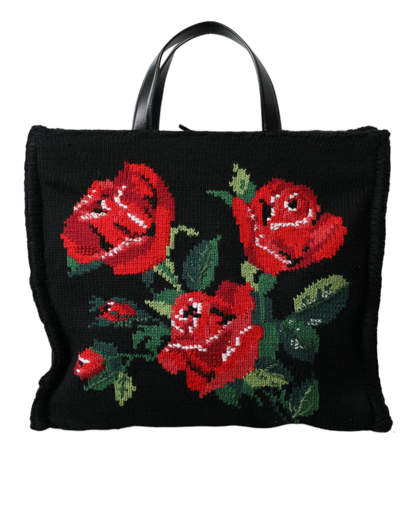 Κομψό κεντημένο floral μαύρο tote