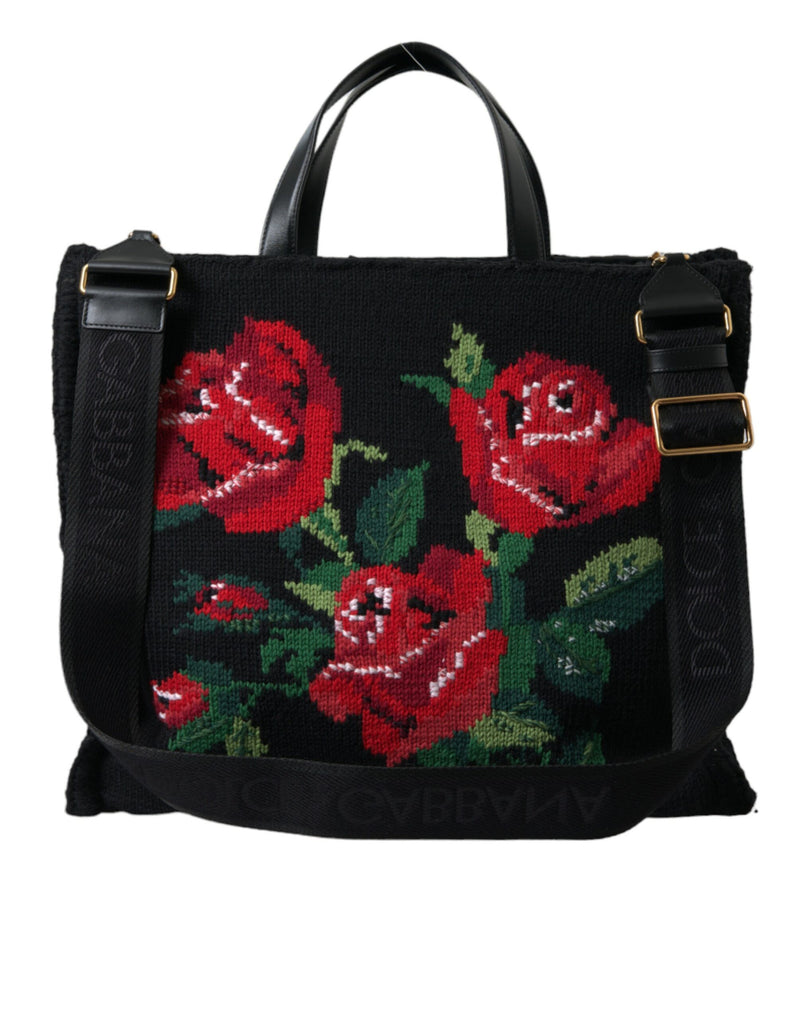 Elegante bolso de negro floral bordado