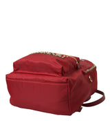 Sac à dos rouge embelli avec les détails en or