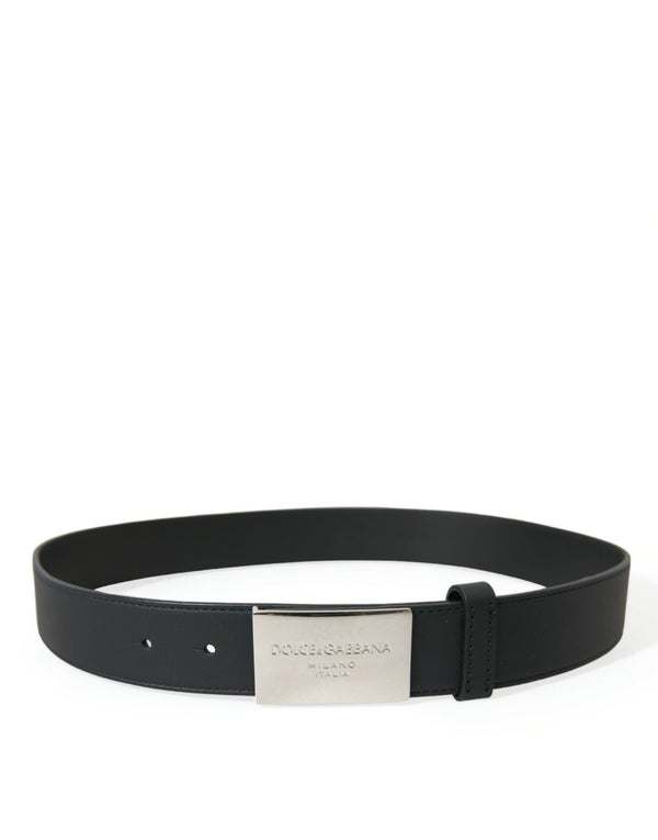 Ceinture en cuir noir élégant avec boucle en métal