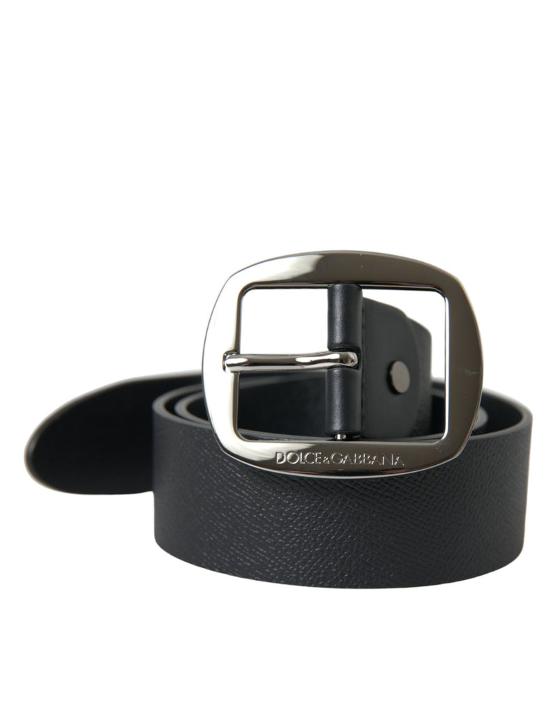 Ceinture en cuir noir élégant avec boucle en métal