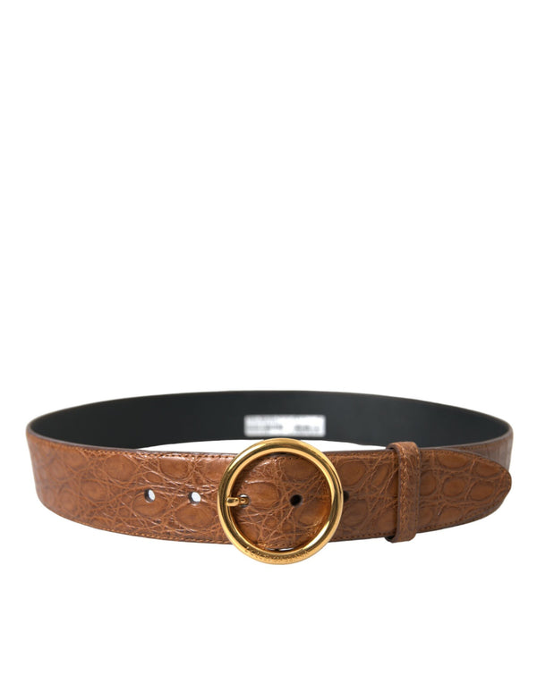 Elegant Exotic Leather Belt - Rich Brown