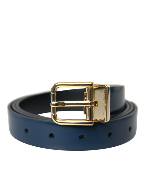 Ceinture en cuir bleu élégant avec boucle en métal