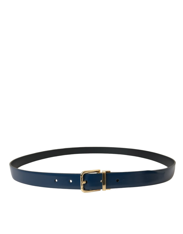 Ceinture en cuir bleu élégant avec boucle en métal