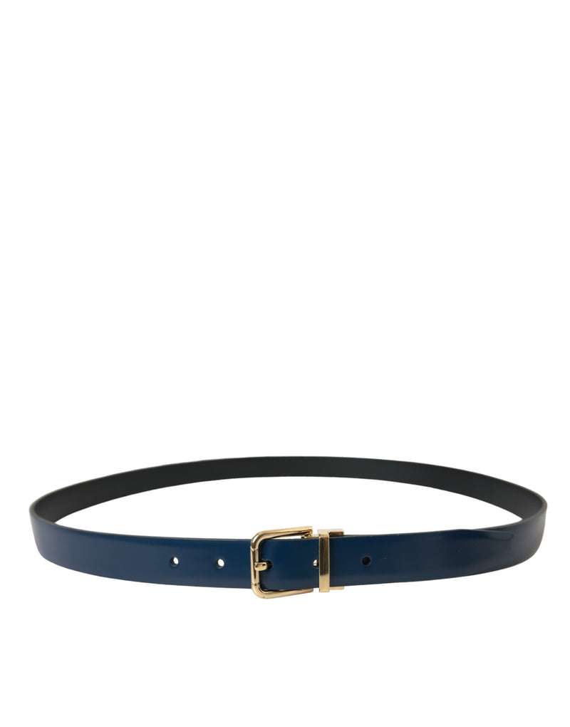 Ceinture en cuir bleu élégant avec boucle en métal