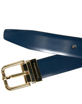 Ceinture en cuir bleu élégant avec boucle en métal