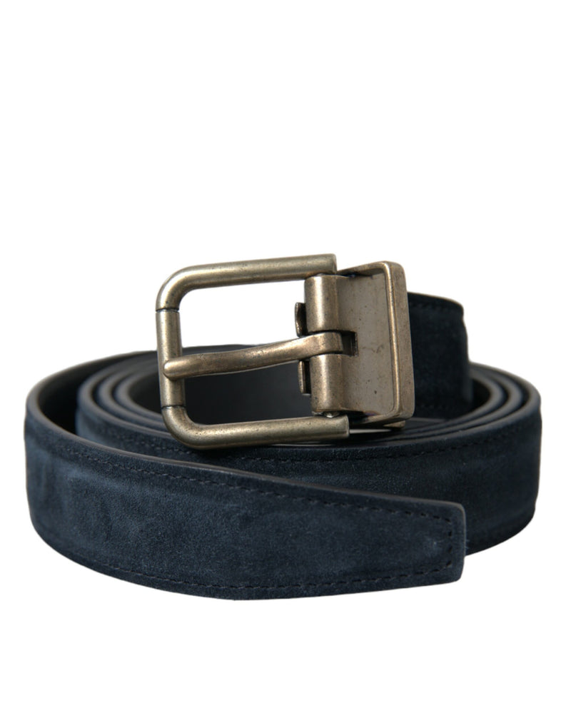 Ceinture en cuir bleu élégant avec boucle en métal