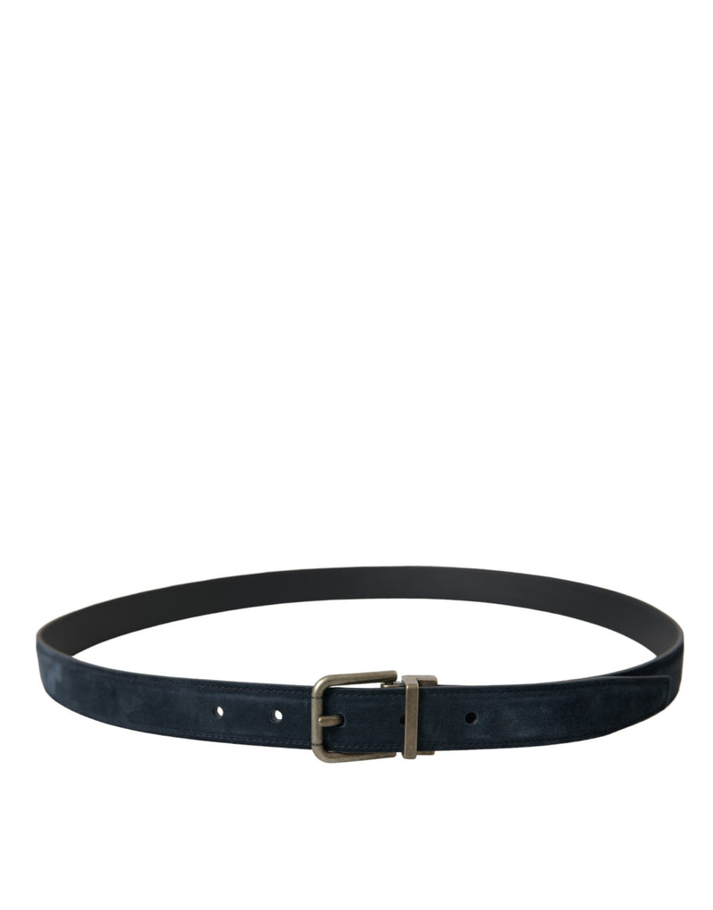 Ceinture en cuir bleu élégant avec boucle en métal