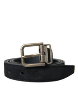 Ceinture en cuir noir élégant avec boucle en métal