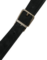 Ceinture en cuir noir élégant avec boucle en métal