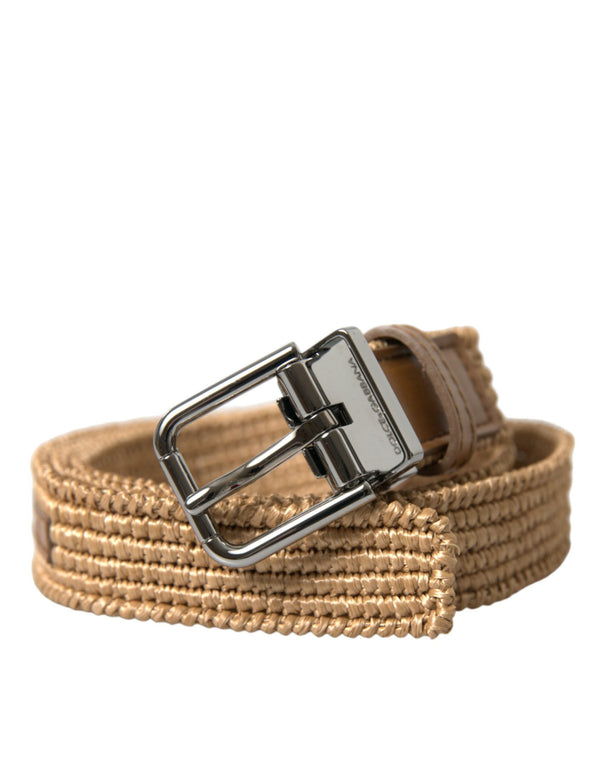 Ceinture en cuir tissée beige élégante