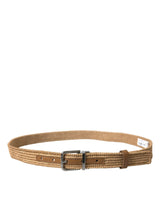 Ceinture en cuir tissée beige élégante